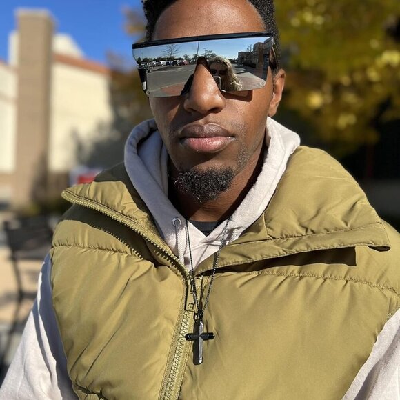 Oversized Sunglasses Mens Womens Flat Top Square Trendy Visor Shades UV400 B2470 - Picture 2 of 8